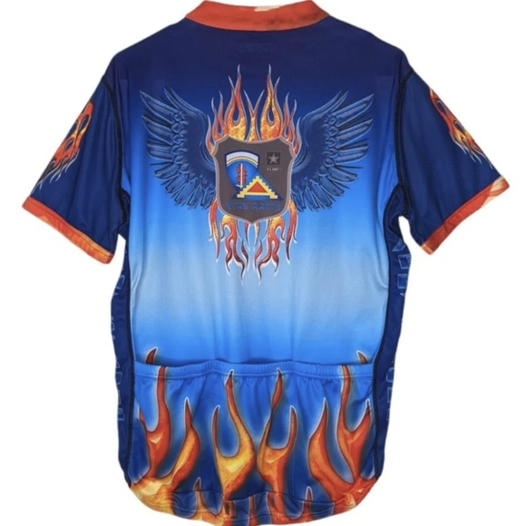 Vintage Primal Wear Cycling Jersey Men's Sz L Blue Army Strong Flames Full Zip - Picture 2 of 13